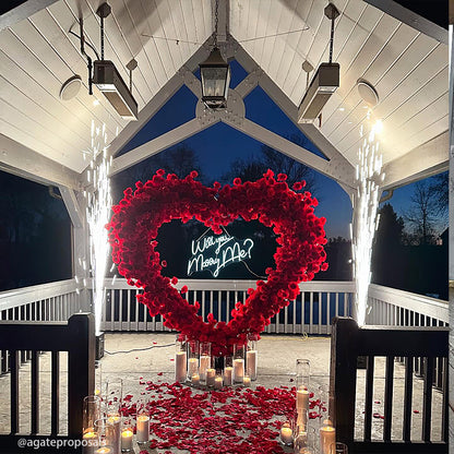 8ft Romantic Atmosphere Heart Shaped Red Rose Flower Wall Wedding Decoration Indoor-ubackdrop