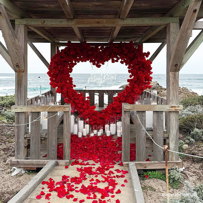 8ft Romantic Atmosphere Heart Shaped Red Rose Flower Wall Wedding Decoration Indoor-ubackdrop