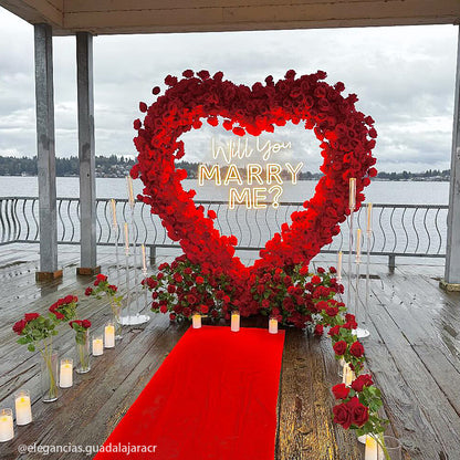 8ft Romantic Atmosphere Heart Shaped Red Rose Flower Wall Wedding Decoration Indoor-ubackdrop