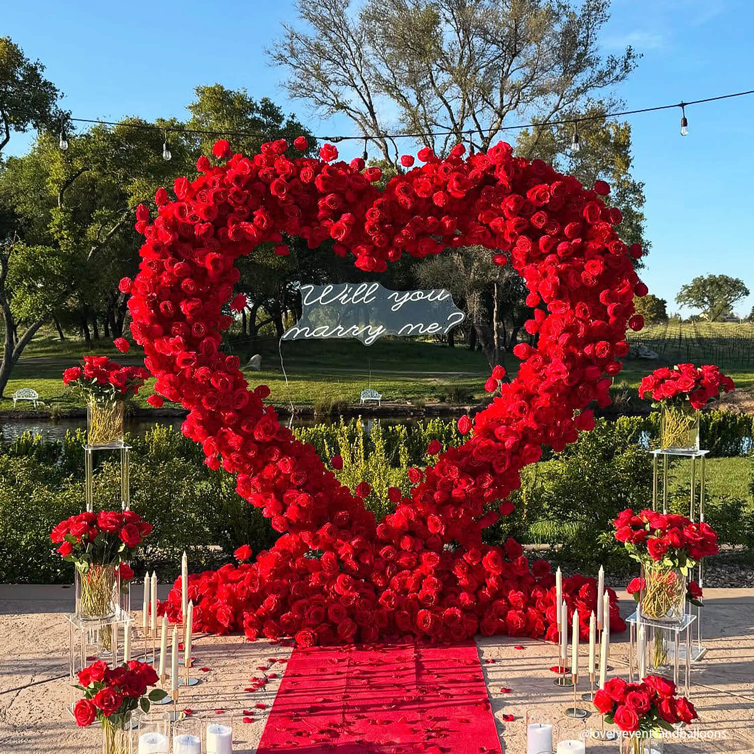 8ft Romantic Atmosphere Heart Shaped Red Rose Flower Wall Wedding Decoration Indoor-ubackdrop