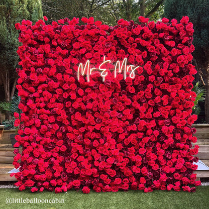 Red Roses Fabric Flower Wall For Wedding Arrangement-ubackdrop