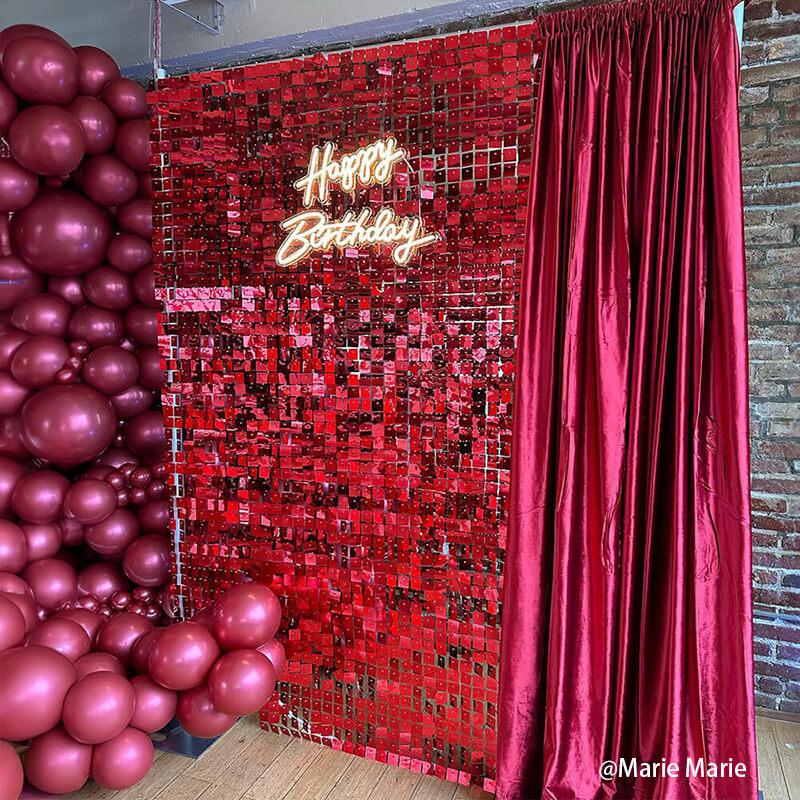 Red Shimmer Wall Panels – Easy Setup Wedding/Event/Theme Party Decorations-ubackdrop