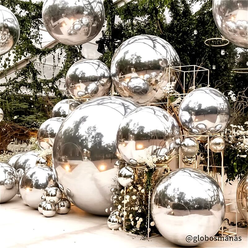 Silver Inflatable Mirror Ball Reusable Big Bubble Balloon-ubackdrop