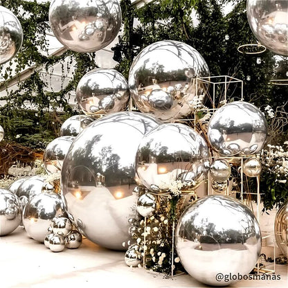 Silver Inflatable Mirror Ball Reusable Big Bubble Balloon-ubackdrop