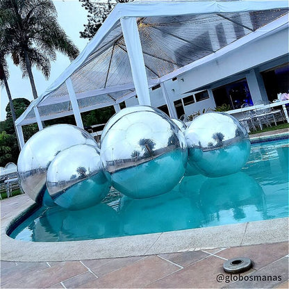 Silver Inflatable Mirror Ball Reusable Big Bubble Balloon-ubackdrop