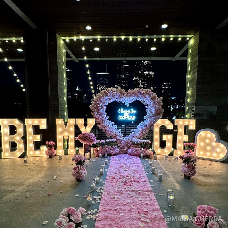 Pink Rose Heart Shaped Flower Wall Wedding Decoration-ubackdrop