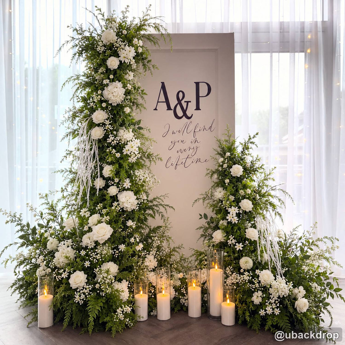Romantic flower wall wedding party backdrop event decoration