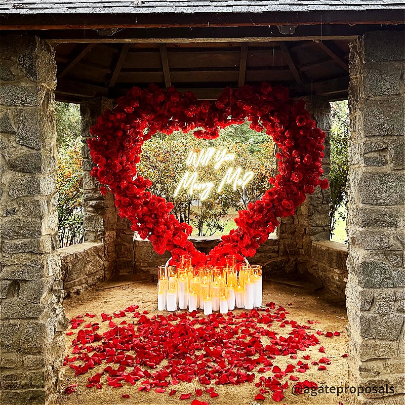 8ft Romantic Atmosphere Heart Shaped Red Rose Flower Wall Wedding Decoration Indoor-ubackdrop