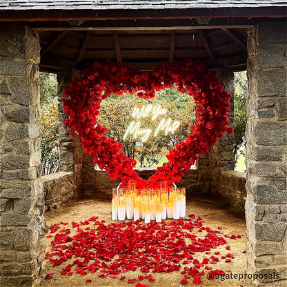 8ft Romantic Atmosphere Heart Shaped Red Rose Flower Wall Wedding Decoration Indoor-ubackdrop