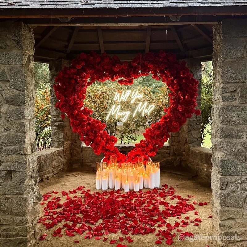 8ft Romantic Atmosphere Heart Shaped Red Rose Flower Wall Wedding Decoration Indoor-ubackdrop