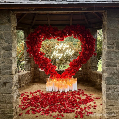 8ft Romantic Atmosphere Heart Shaped Red Rose Flower Wall Wedding Decoration Indoor-ubackdrop