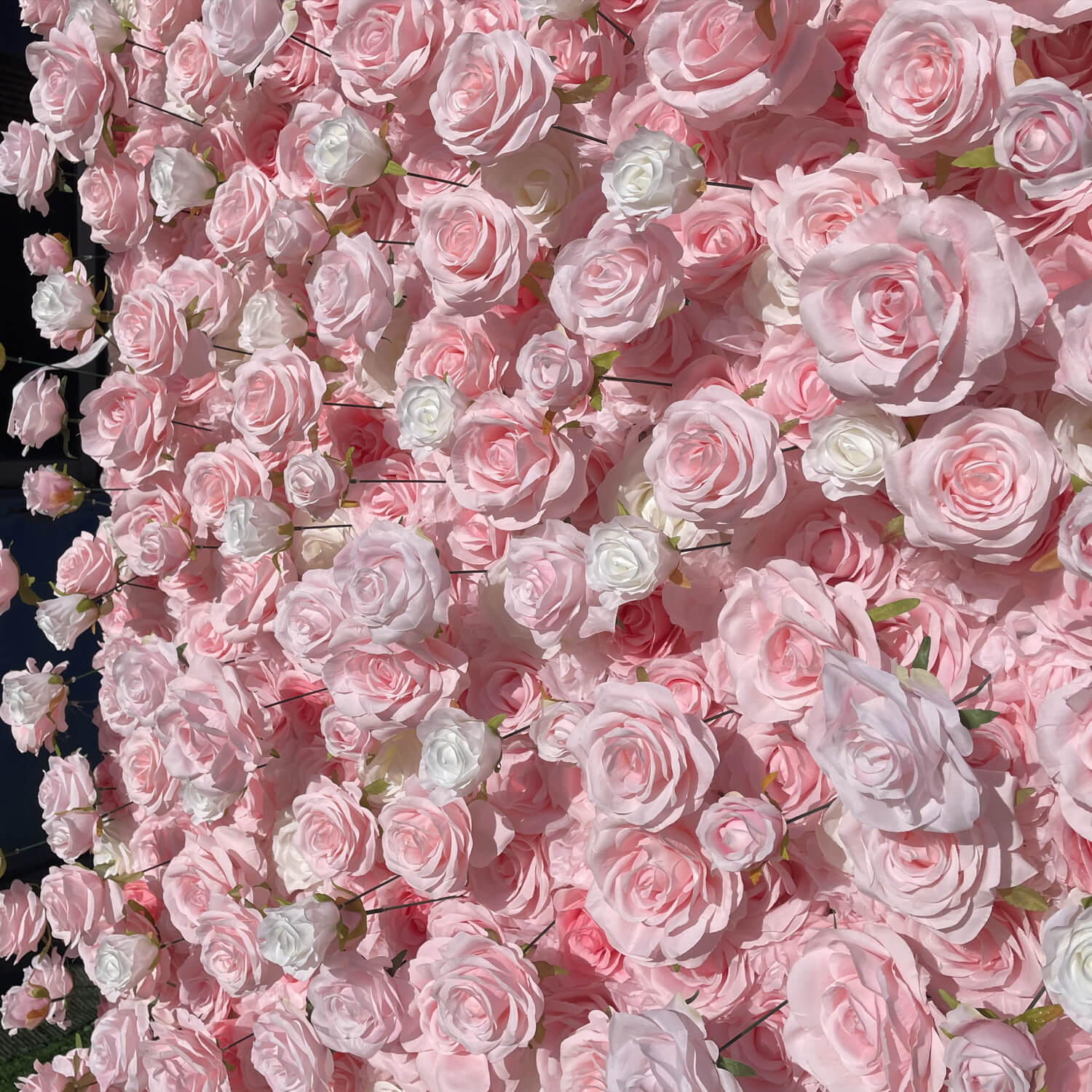 Pink White Roses Fabric Flower Wall for Party Decor-ubackdrop