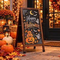 Rustic halloween a frame chalkboard sign pumpkin porch party display