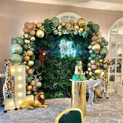 Green Tropical Jungle Fabric Artificial Flower Wall Backdrop Party Decor-ubackdrop