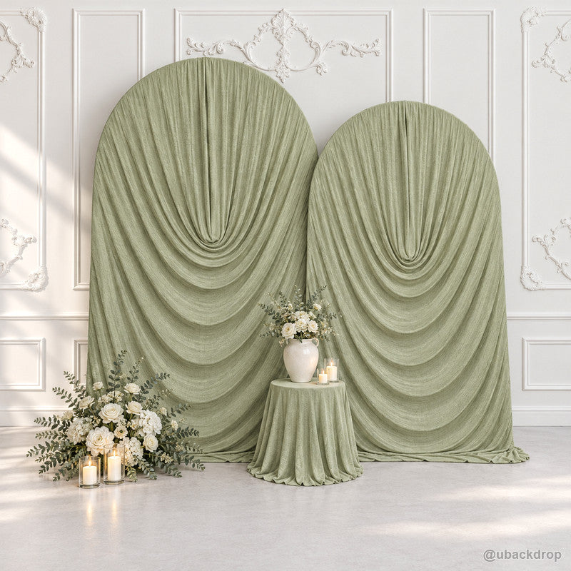 Sage Green Cowl Draped Chiara Arch Backdrop Cover – ubackdrop