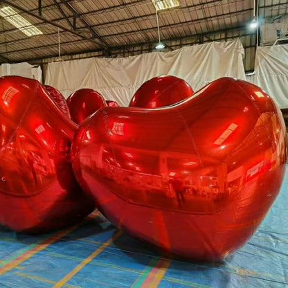 Red Shiny Hearts Inflatable Mirror Ball Reusable Big Bubble Balloon-ubackdrop