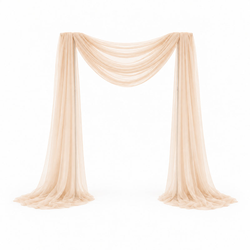 2.6ft x 19.7ft Sheer Tulle Fabric Drapes for Wedding Backdrop & Party Event Decor