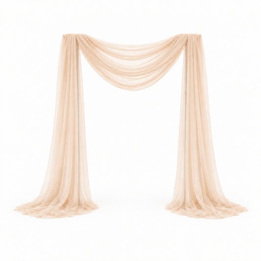 2.6ft x 19.7ft Sheer Tulle Fabric Drapes for Wedding Backdrop & Party Event Decor