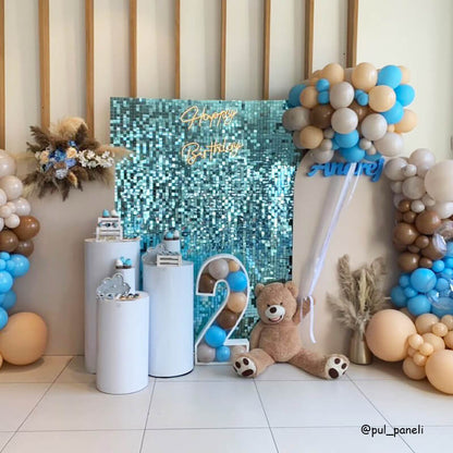 Tiffany Blue Shimmer Wall Panels – Easy Setup Birthday/Event/Theme Party Decorations-ubackdrop