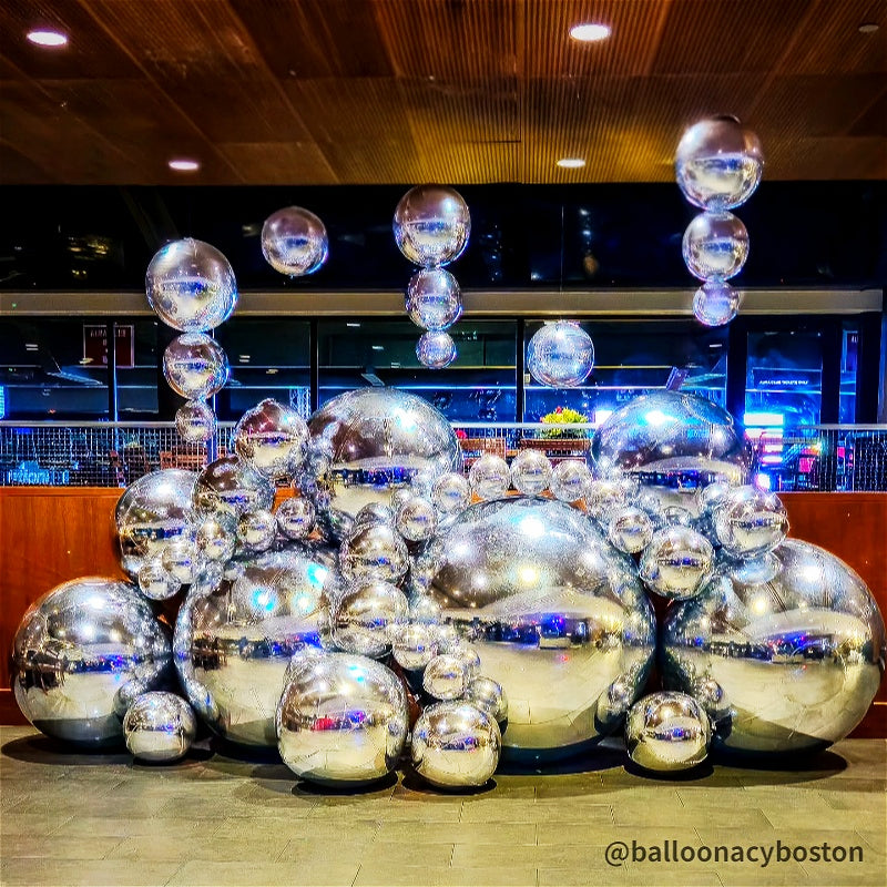 Silver Inflatable Mirror Ball Reusable Big Bubble Balloon-ubackdrop