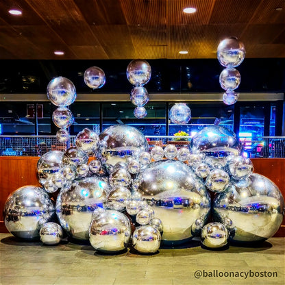 Silver Inflatable Mirror Ball Reusable Big Bubble Balloon-ubackdrop