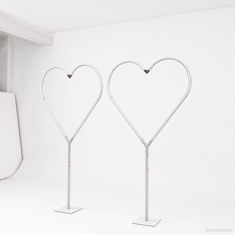 Silver double heart balloon frame wedding party stand