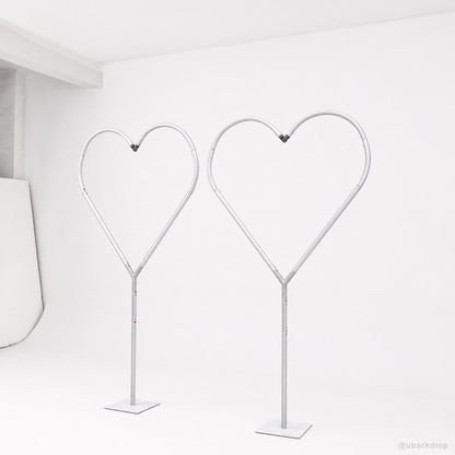 Silver double heart balloon frame wedding party stand