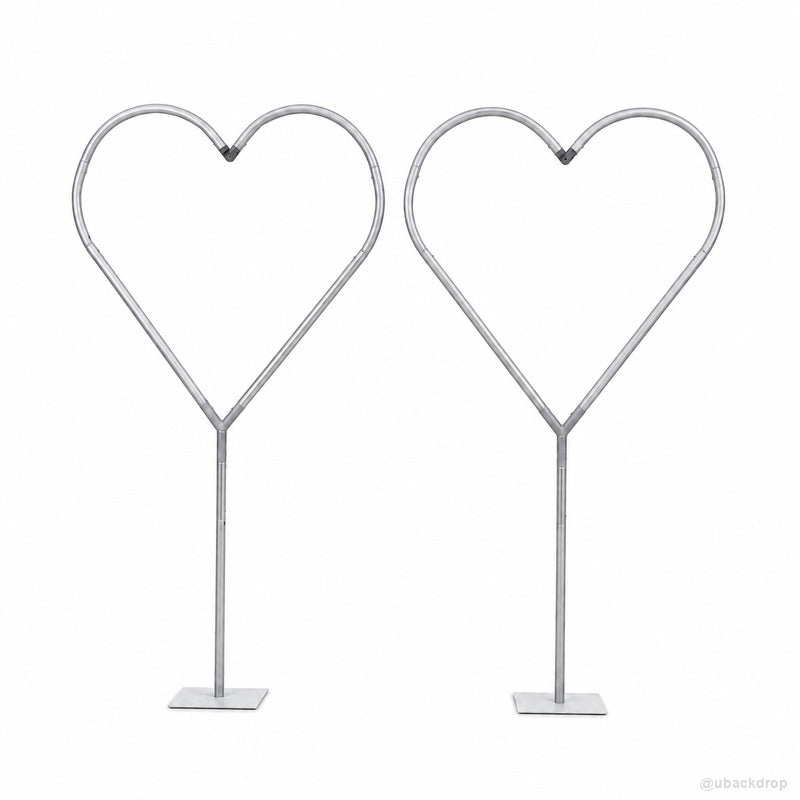 Silver heart shaped balloon frame party stand set display