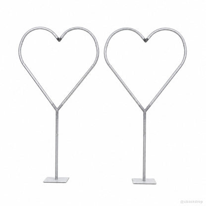 Silver heart shaped balloon frame party stand set display