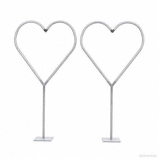 Silver heart shaped balloon frame party stand set display