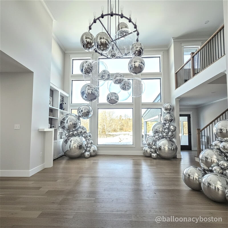 Silver Inflatable Mirror Ball Reusable Big Bubble Balloon-ubackdrop