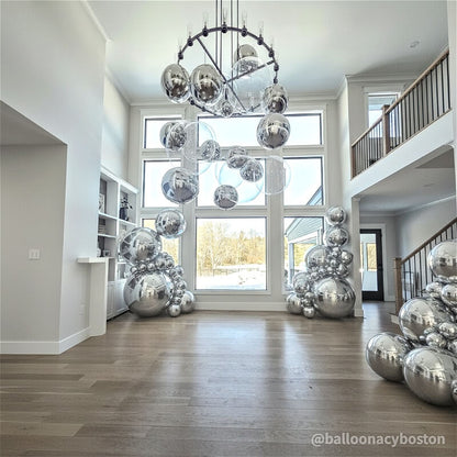 Silver Inflatable Mirror Ball Reusable Big Bubble Balloon-ubackdrop