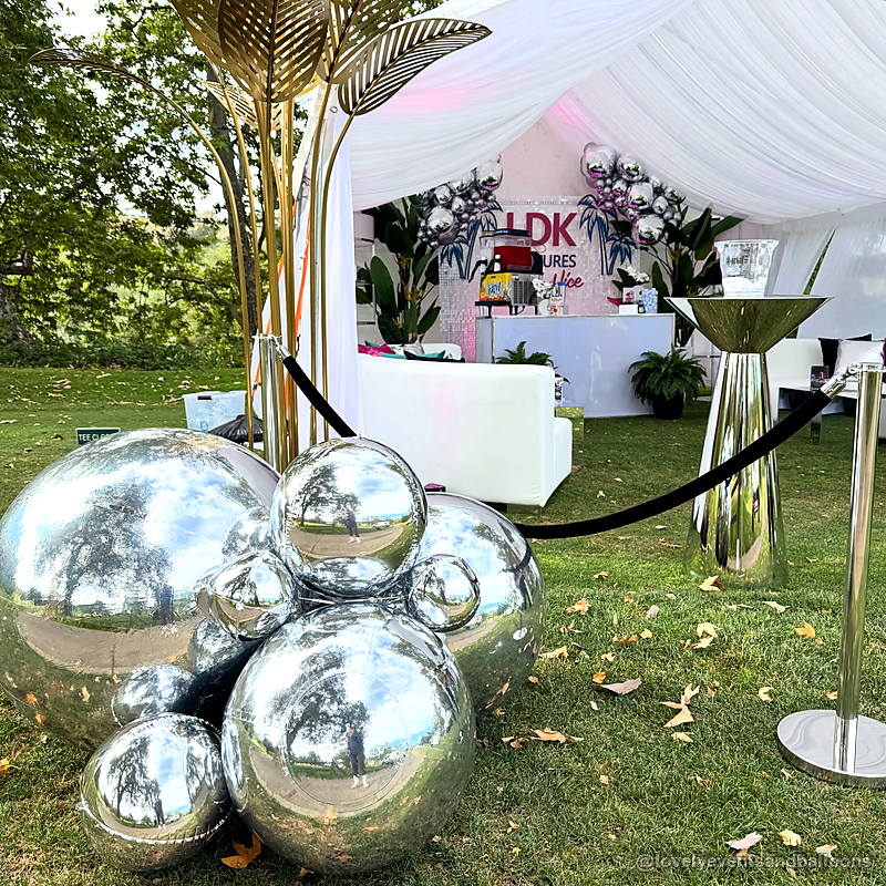 Silver mirror inflatable ball cluster modern event entrance decor