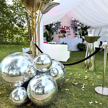 Silver mirror inflatable ball cluster modern event entrance decor