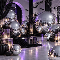 Silver mirror inflatable balls purple halloween event stage decoration display
