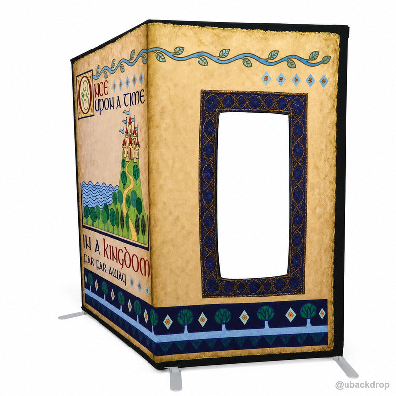 Storybook castle book photo booth party stand right view