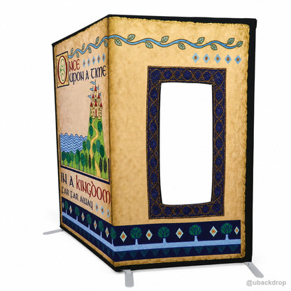 Storybook castle book photo booth party stand right view