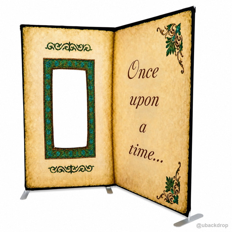 Storybook open book photo booth party stand right view
