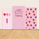 Pink Strawberry 1st Birthday Party Backdrop