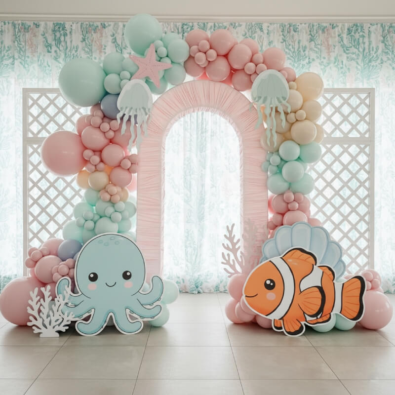 4.3x7ft 3D Dual-Tube Ruched Fabric Cover Arch Stand for Event Decor-ubackdrop