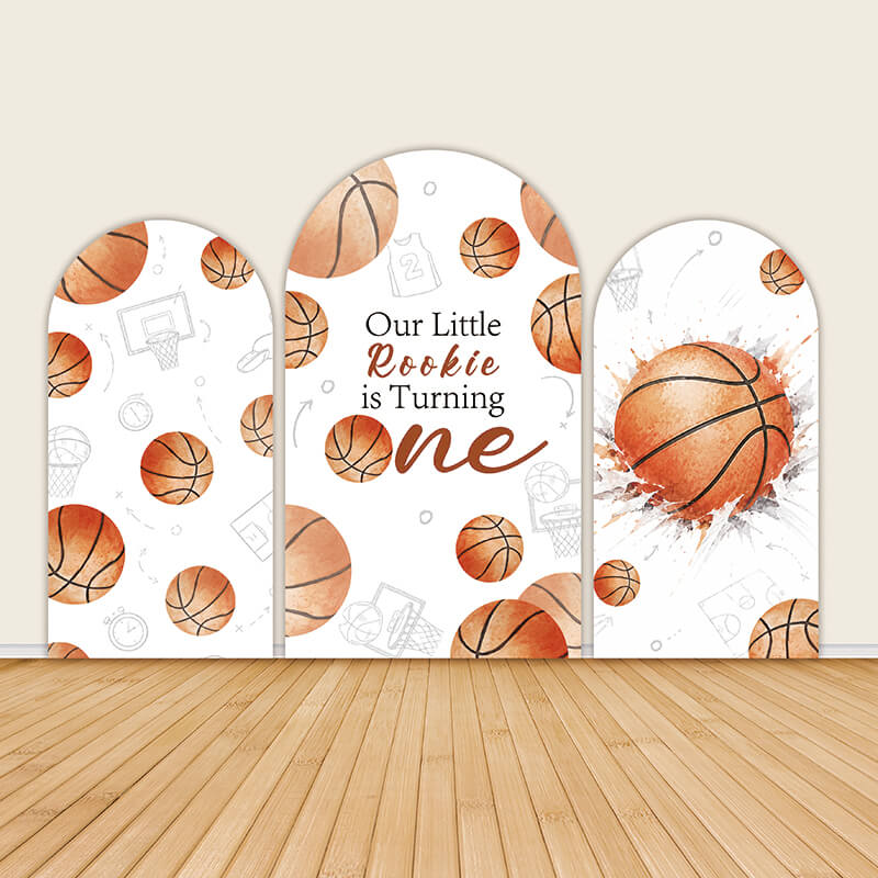 Our Little Rookie Is Turning One Basketball 1st Birthday Arch Backdrop Covers