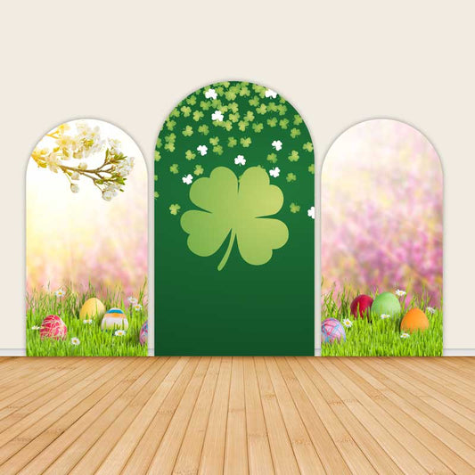 Shamrock and Easter Egg Spring Arch Backdrop Chiara Background Covers-ubackdrop