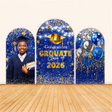 Blue Diamond Glitter Graduation Party Backdrop Chiara Wall Covers