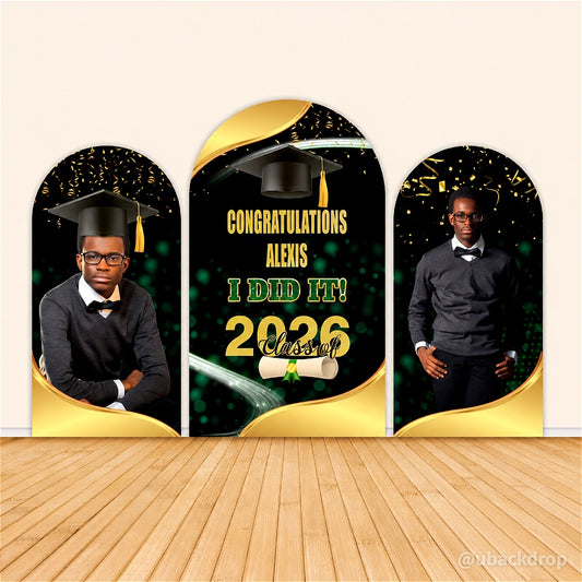 Green Black Graduation Party Decorations 2026 Chiara Wall Covers-ubackdrop
