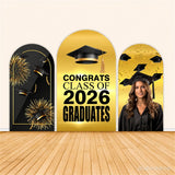 Black Gold Graduation Party Backdrop Class of 2026 Chiara Wall Covers