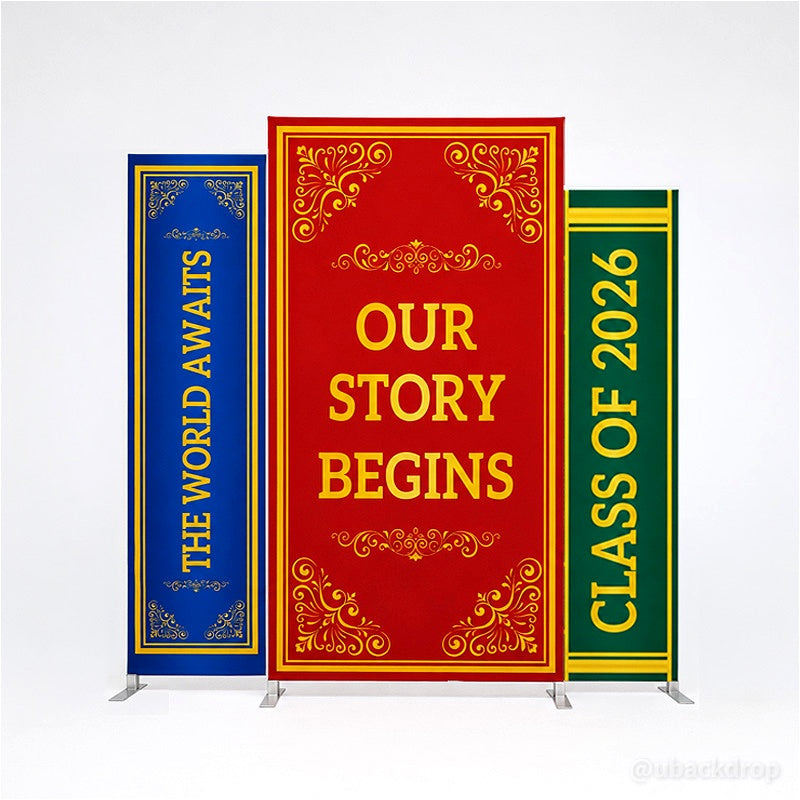 Class of 2026 Vintage Book Style Library Theme Graduation Backdrop Fabric Covers-ubackdrop
