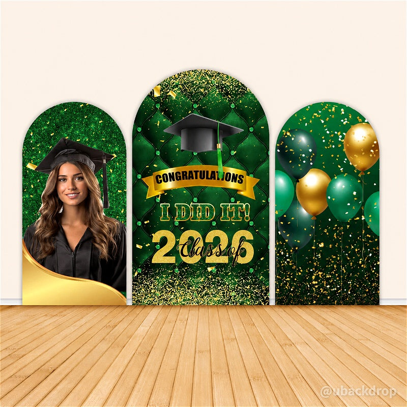Gold Green Graduation Party Chiara Wall Covers-ubackdrop