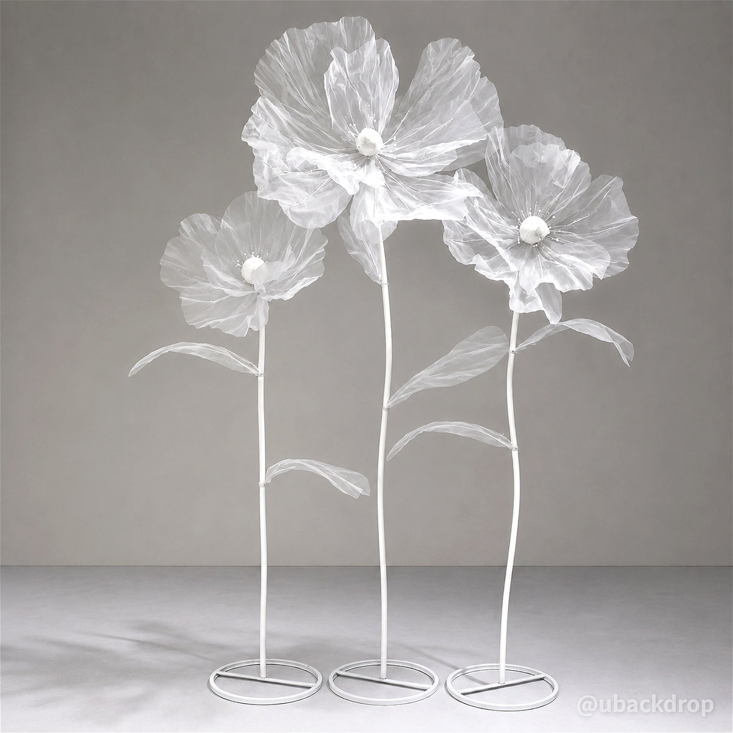Artificial Standing Flowers Set Elegant White Floor Decor for Weddings & Events-ubackdrop