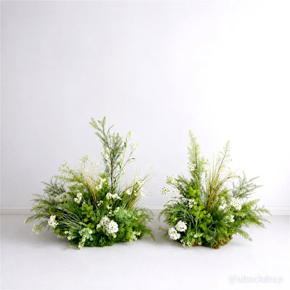 6+7FT Flower Arch Green White Flower Backdrop for Wedding Proposal Party Decor-ubackdrop