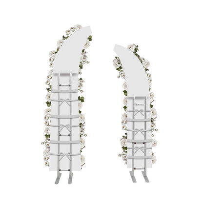 6+7FT White Rose and Hydrangea Horn-Shaped Flower Wall with Greenery for Party Decor-ubackdrop